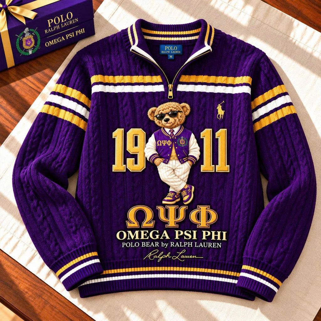 Premium Varsity Cable-Knit Quarter-Zip Sweater ALK YPT OPP 3010261