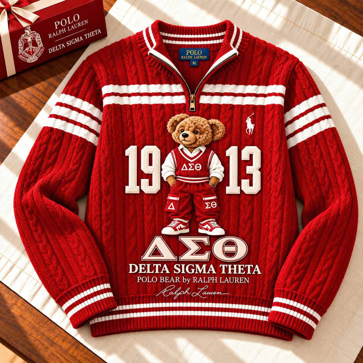 Premium Varsity Cable-Knit Quarter-Zip Sweater ALK YPT DST 3010262
