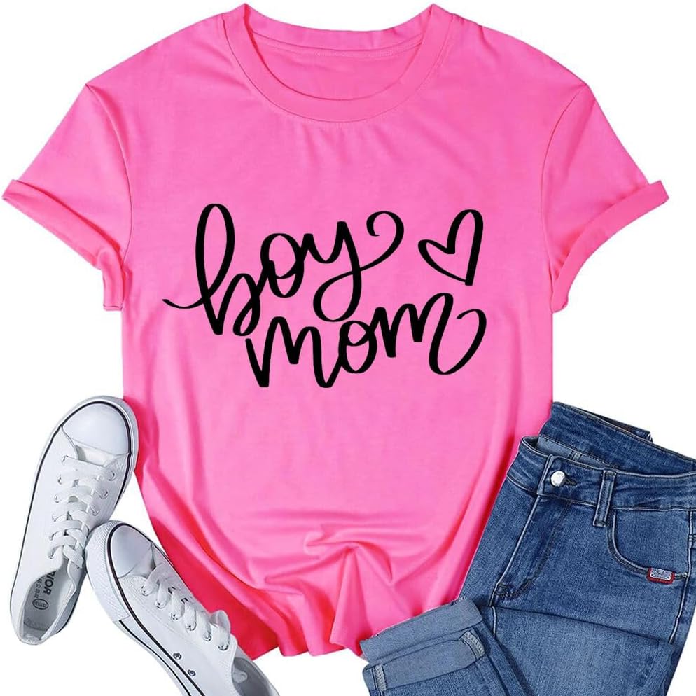 Life is Better with My Boys Women Funny Mom Gift Shirts Graphic Summer Short Athletic Casual Workout Tops Mother Shirt