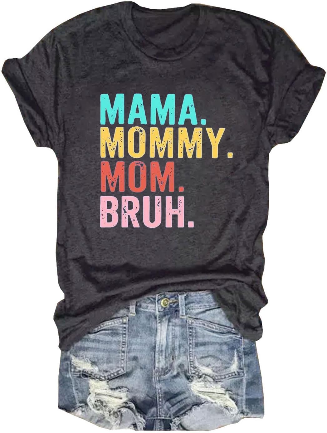 MQSVPUT Mama Shirts Women Mama Mommy Mom Bruh Shirt Mom Graphic Tshirt Mother's Day Shirt Casual Short Sleeve Tops Tees