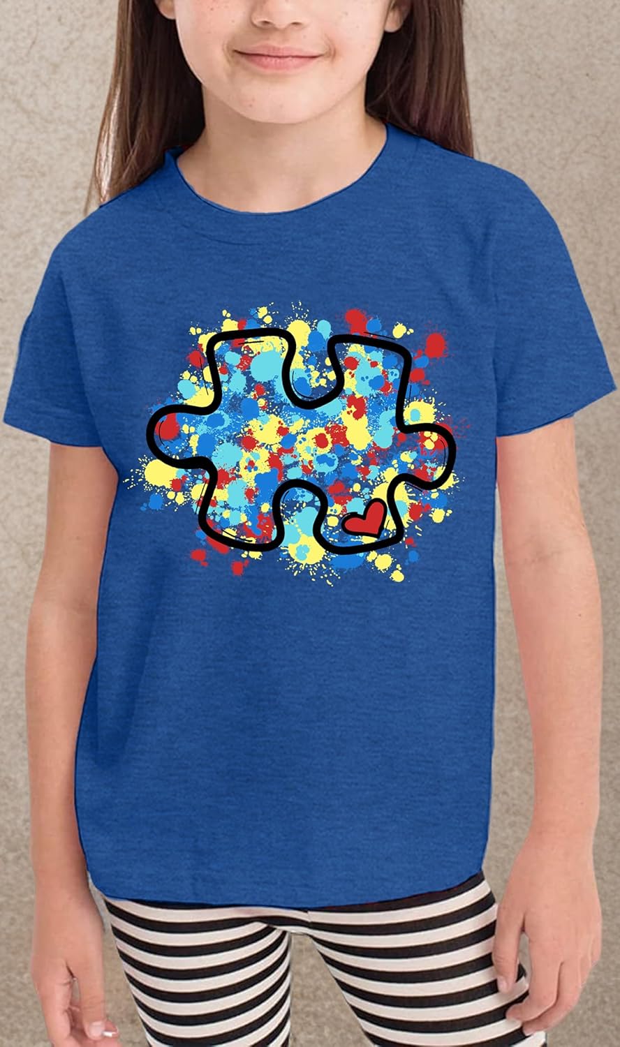 Autism Awareness Shirt Kids Puzzle Piece Autism Support Graphic T-Shirt Toddler Boys Girls Autistic Tops