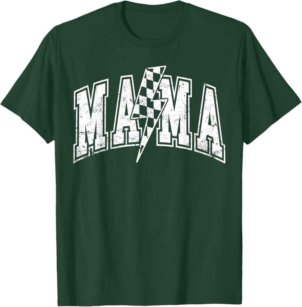 Mama Lightning Bolt Checkered Varsity Mom Women Mother's Day Mother Shirt