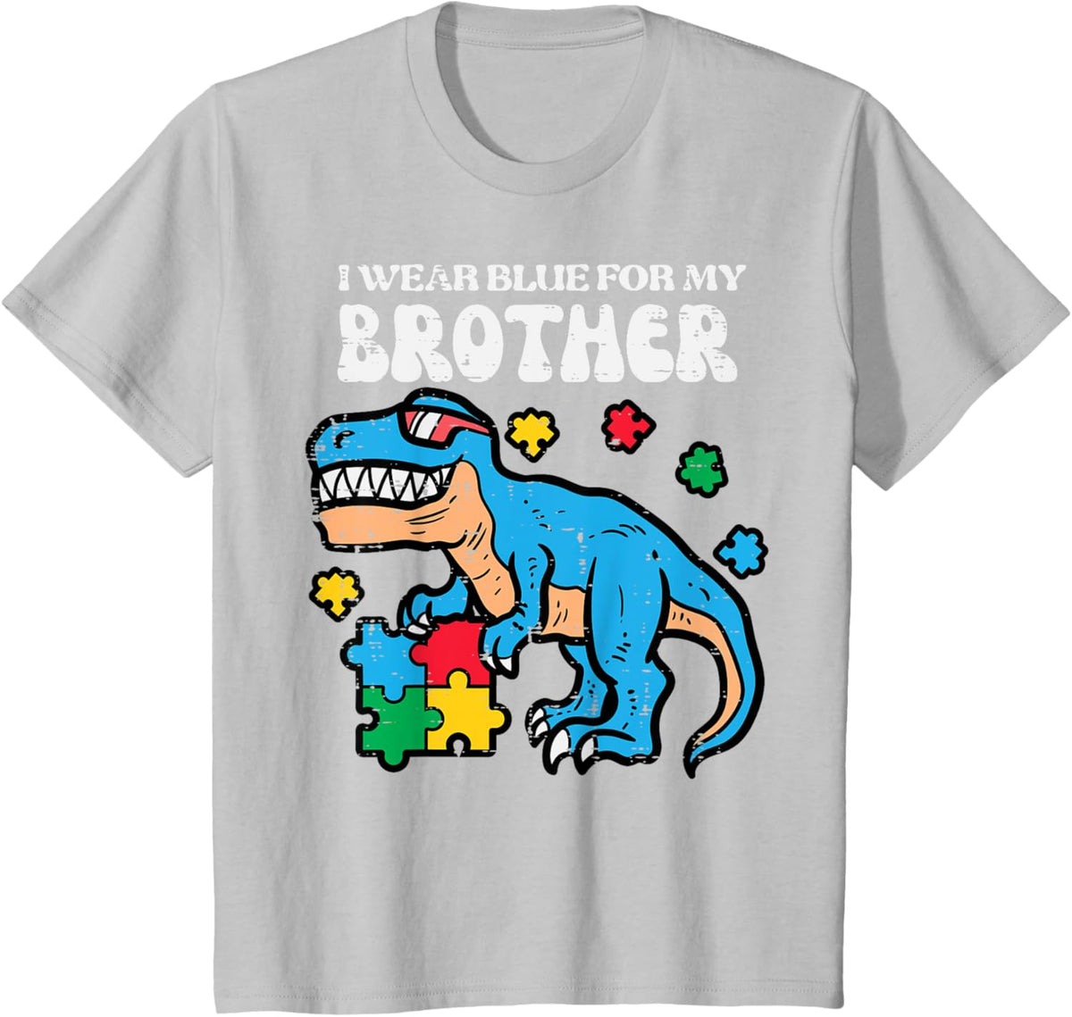 Kids Autism Awareness Blue For My Brother Trex Toddler Boys Kids