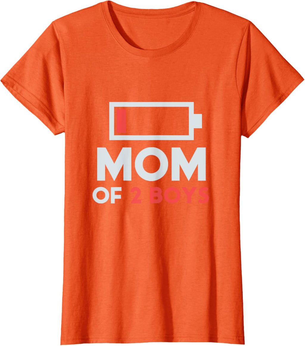 Mom of 2 Boys Gift from Son Mothers Day Birthday Women Mother Shirt