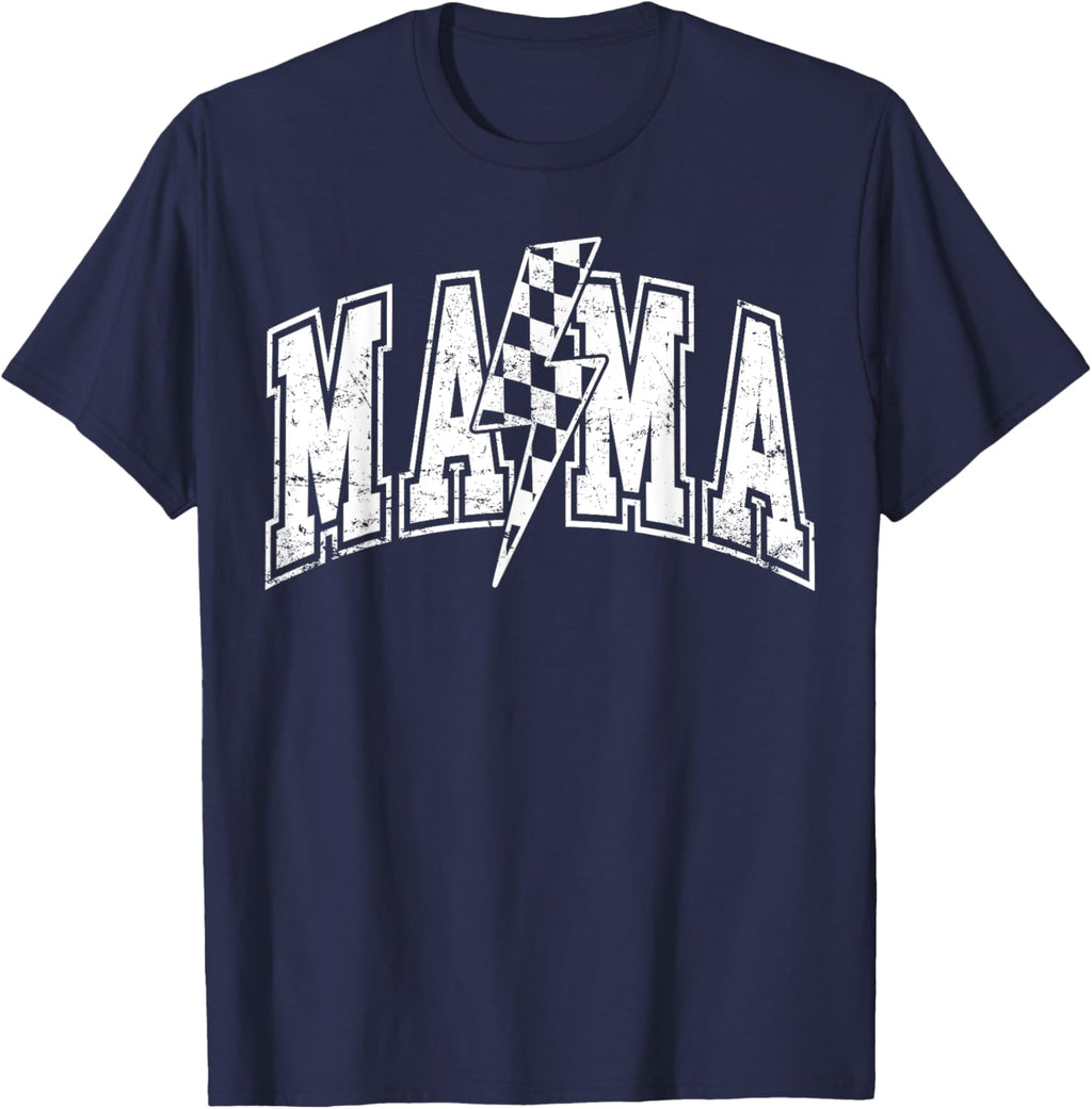 Mama Lightning Bolt Checkered Varsity Mom Women Mother's Day Mother Shirt