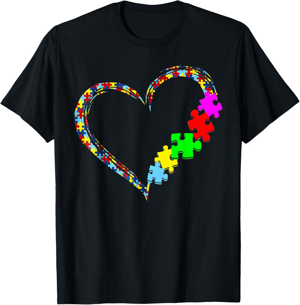 Autism Awareness Love Heart Puzzle Piece Gift Men Women