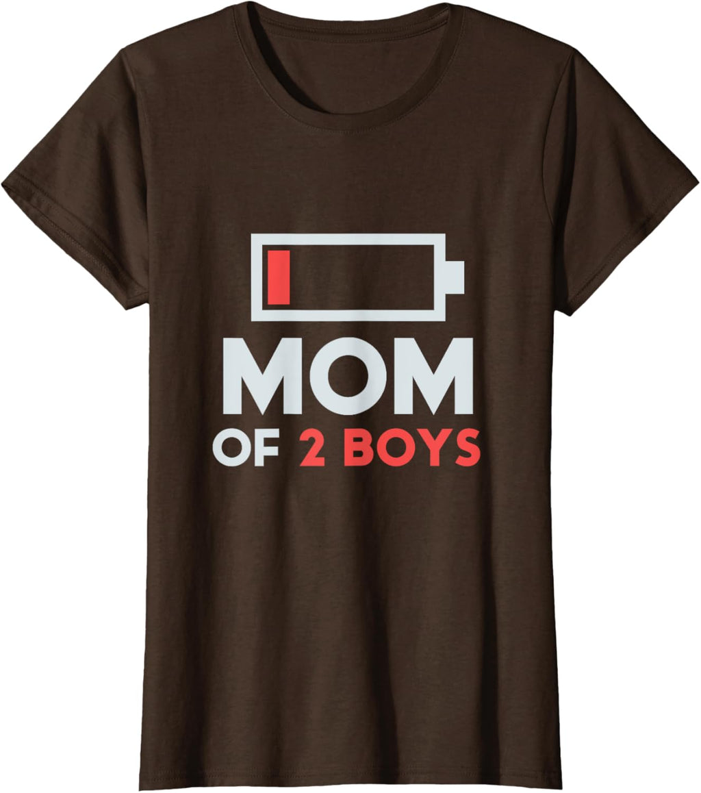 Mom of 2 Boys Gift from Son Mothers Day Birthday Women Mother Shirt