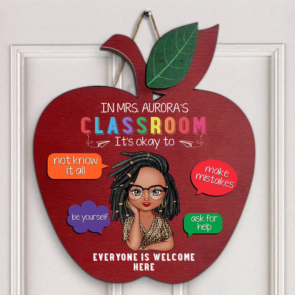 Personalized Custom Door Sign - Gift For Teacher Lover, Home Decor Gifts For Woman, Teacher Lover