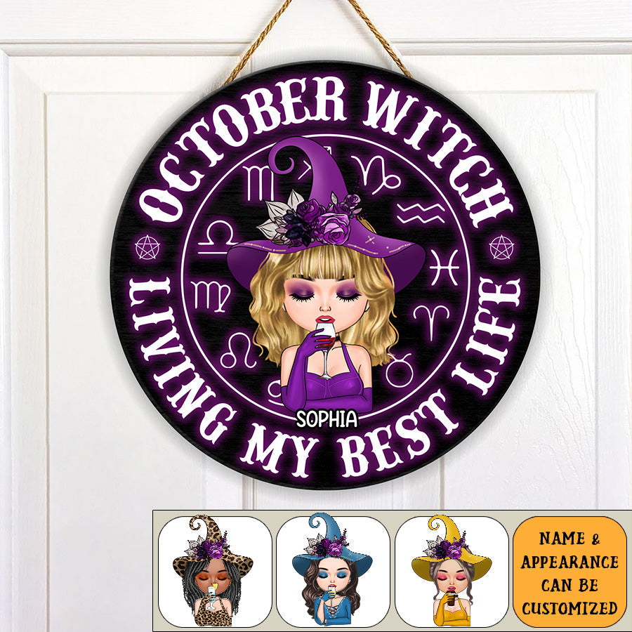 Custom October Birthday Door Sign, Queens Are Born In October Gifts, Halloween Door Sign