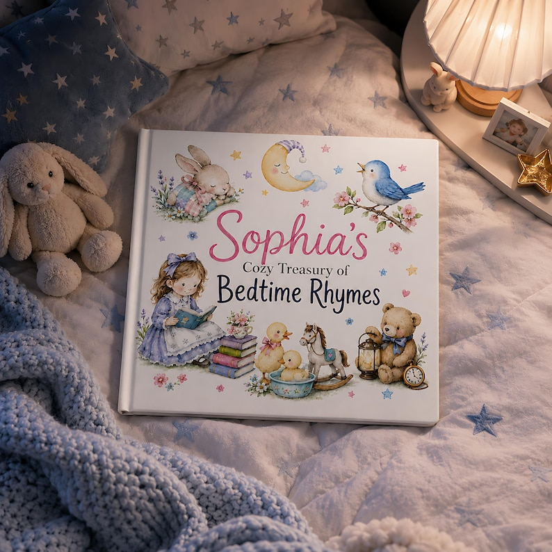 Personalized Nursery Rhymes Book, Custom Baby Name Bedtime Story, Baby Shower Gift for Boy or Girl, First Birthday Keepsake Hardcover Book