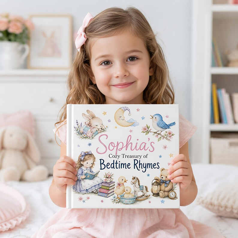 Personalized Nursery Rhymes Book, Custom Baby Name Bedtime Story, Baby Shower Gift for Boy or Girl, First Birthday Keepsake Hardcover Book