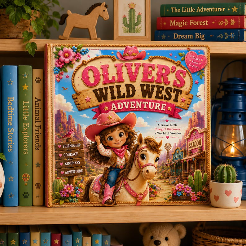 Personalized Wild West Adventure Book for Kids, Custom Cowboy Storybook, Name Keepsake Cowgirl Gift for Boys, Toddlers, Birthday Gift