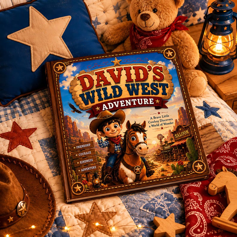 Personalized Wild West Adventure Book for Kids, Custom Cowboy Storybook, Name Keepsake Cowgirl Gift for Boys, Toddlers, Birthday Gift