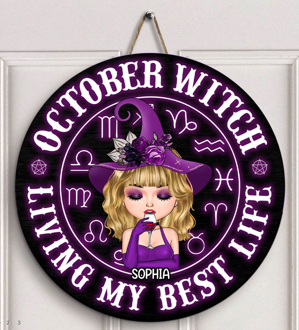 Custom October Birthday Door Sign, Queens Are Born In October Gifts, Halloween Door Sign