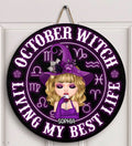 Custom October Birthday Door Sign, Queens Are Born In October Gifts, Halloween Door Sign