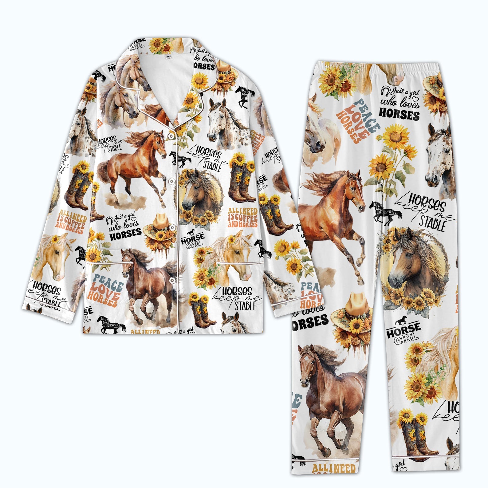 Personalized Women's Pajama Set, Gift For Horse Lovers